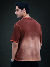 Brown Sprayed Graphic T-Shirt 100% Cotton