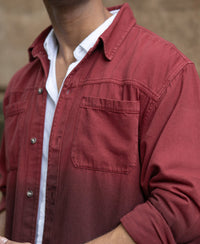 Brick Red Ombre Shirt With Pockets 100% Cotton