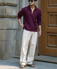 Wine Lightweight Structured Kurta Shirt 100% Cotton