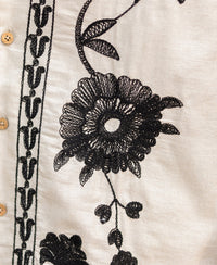 Natural Embroidery Linen Shirt 100% Cotton