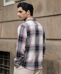 Green & Off-White Structured Checks Shirt