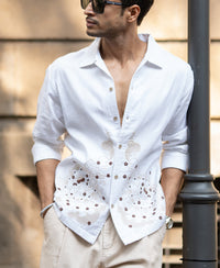 Shirt Oversized Fit Full Sleeve With Collar 100% Cotton