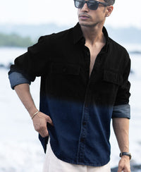 Black Ombre Denim Shirt 100% Cotton