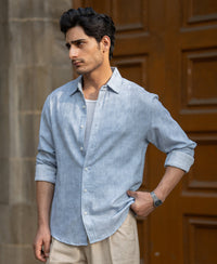 Light Blue Slub Shirt 100% Cotton
