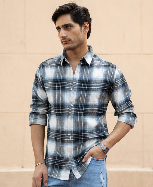 Black Lighweight Checks Shirt