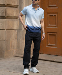 Blue Ombre Stripe Polo T-Shirt 100% Cotton