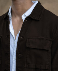 Dark Brown Double Pockets Denim Overshirt 100% Cotton