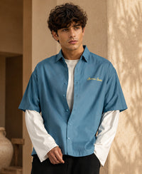 Blue Embroidered Oxford Shirt