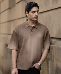 Dark Beige Sprayed Polo T-Shirt