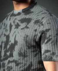 Grey Tie Dye Knit T-Shirt 100% Cotton