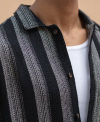 Black Structured Striped Shirt 100% Cotton