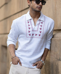 White Embroidered Kurta Shirt 100% Cotton