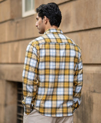 Yellow Checks Double Pocket Shirt