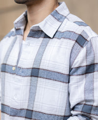 Grey Structured Checked Shirt 100% Cotton