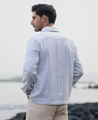 White Structure Stripe Overshirt