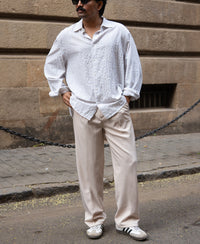 Cream Baggy Fit Korean Pants