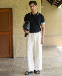 Black Knitted Polo T-Shirt 100% Cotton