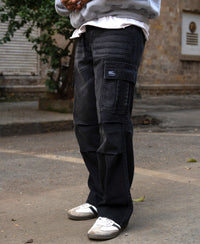 Black Washed Cargo Jeans