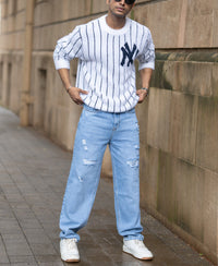White Striped Fuzzy T-Shirt