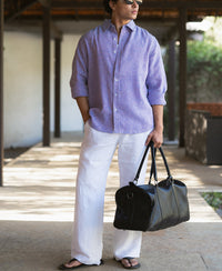 Lavender Linen Blend Structured Shirt