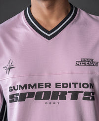 Light Pink Panelled Sport T-Shirt