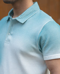 Aqua Blue Sprayed Polo T-Shirt