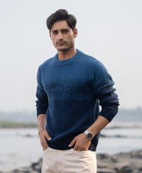 Navy Ombre Jacquard Knit T-Shirt