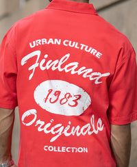 Red Printed Structure Shirt 100% Cotton