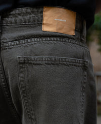 Dark Olive Washed Baggy Jeans 100% Cotton