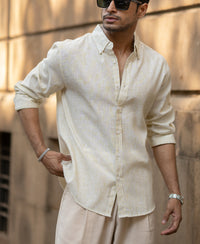 Pale Yellow Slub Stripe Shirt
