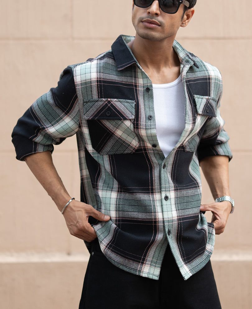 Black Structure Checks Shirt