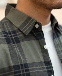 Olive Structured Checks Shirt 100% Cotton