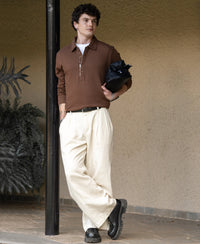 Brown Structure Zipper T-Shirt