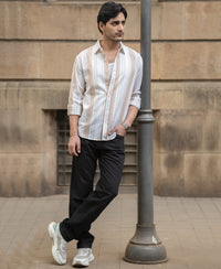Beige Structure Stripe Shirt
