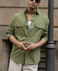 Green Double Pocket Lightweight Shirt 100% Cotton