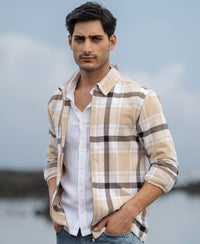 Beige Checks Zipper Shirt