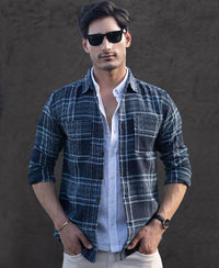 Dark Navy Structured Checks Shirt