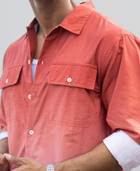 Orange Rust Ombre Pocket Shirt 100% Cotton