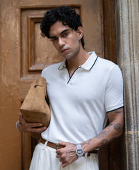 Off White Structured Knit T-Shirt