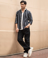 Black Structured Stripe Shirt