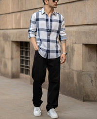 Navy Structure Checked Shirt