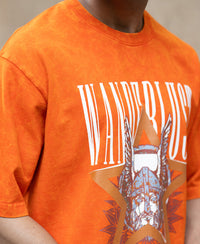 Orange Washed Graphic T-Shirt 100% Cotton