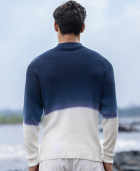 Dark Blue Knitted Ombre T-Shirt 100% Cotton