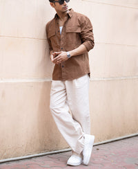 Brown Double Pocket Lightweight Shirt 100% Cotton