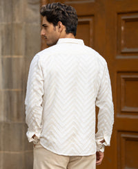 Off White Jacquard Shirt 100% Cotton