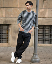 Grey And Black Cable Knit T-Shirt