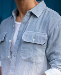 Grey Sky Double Pocket Ombre Shirt 100% Cotton