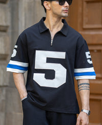 Black Contrast Applique T-Shirt 100% Cotton