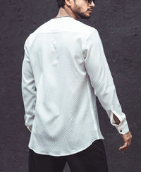 White Textured Kurta Style Shirt