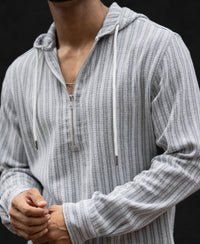 Grey Regular Fit Full Sleeves Hoodie Shirt 100% Cotton